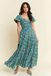 Davi & Dani Lightweight Sweetheart Neck Textured Tiered Maxi Dress OutfitFlow